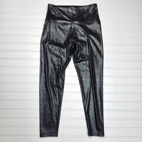 PINK Ultimate Women's‎ Black Metallic High Rise Leggings Small - Picture 1 of 4